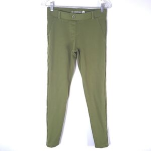 Betabrand Skinny Fit Dress Pants Pea Green Ponte Pull On Woman Small Long